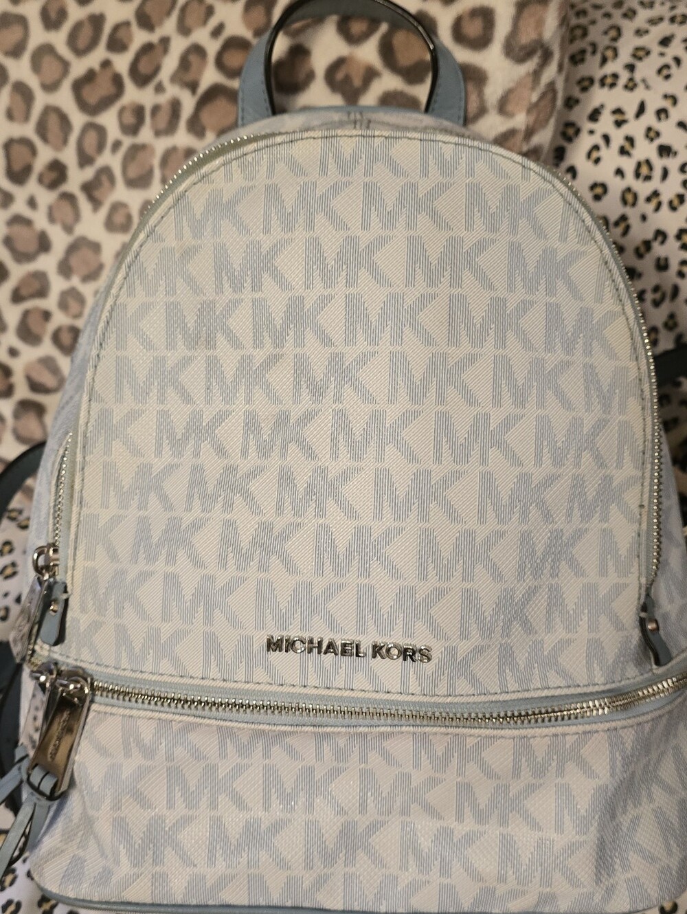 Michael Kors Light Blue Signature Small Backpack